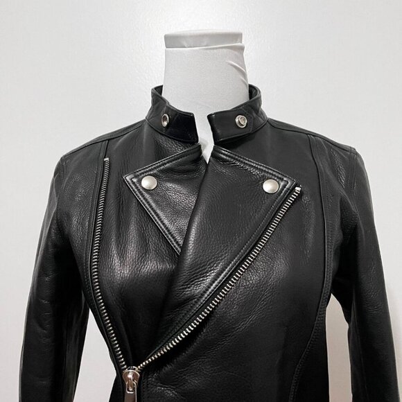 NWT APC FLORENCE BLACK LEATHER JACKET - 34 (XS) - Picture 5 of 16